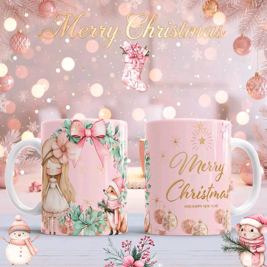 10 Diseños Plantillas Tazas Navidad Rosa Archivos PNG 3