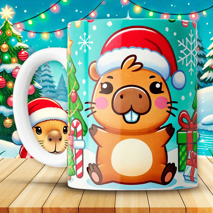 12 Diseños Plantillas Tazas Capibara Navidad Archivos JPG 7