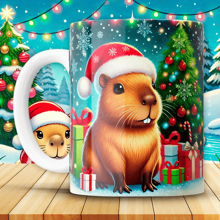 12 Diseños Plantillas Tazas Capibara Navidad Archivos JPG 9