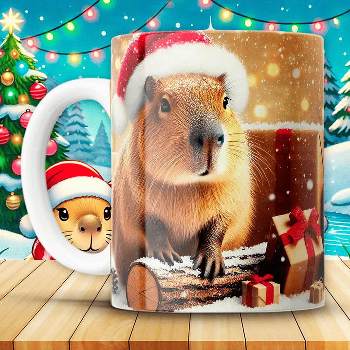 12 Diseños Plantillas Tazas Capibara Navidad Archivos JPG 10