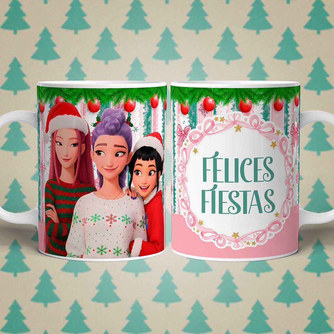 6 Diseños Plantillas Tazas Demon Hunters Navidad Archivos PNG 1