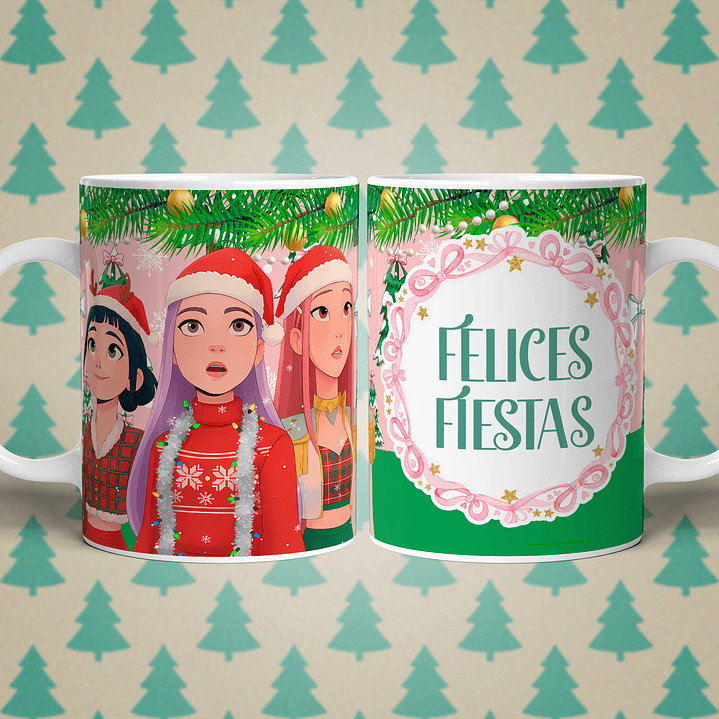 6 Diseños Plantillas Tazas Demon Hunters Navidad Archivos PNG 3