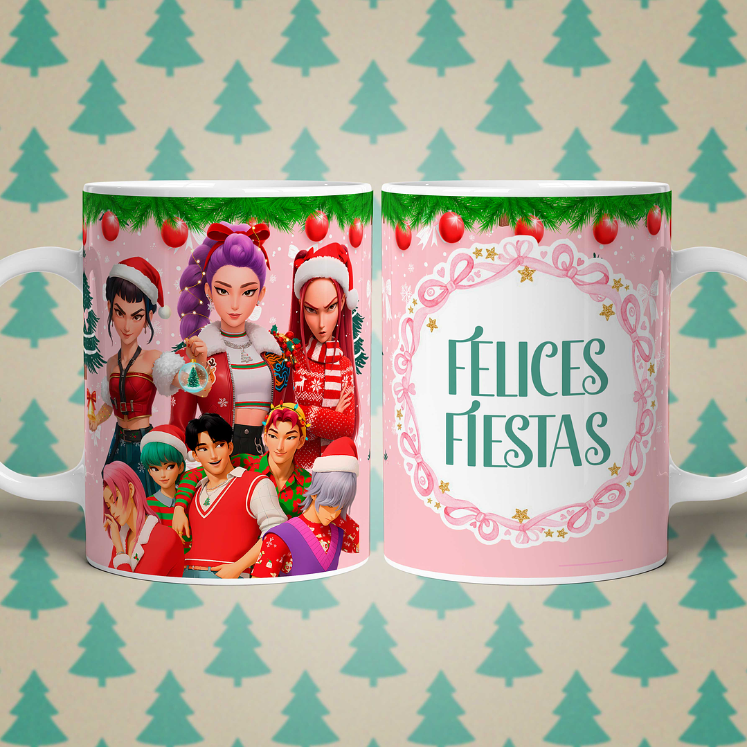 6 Diseños Plantillas Tazas Demon Hunters Navidad Archivos PNG 4