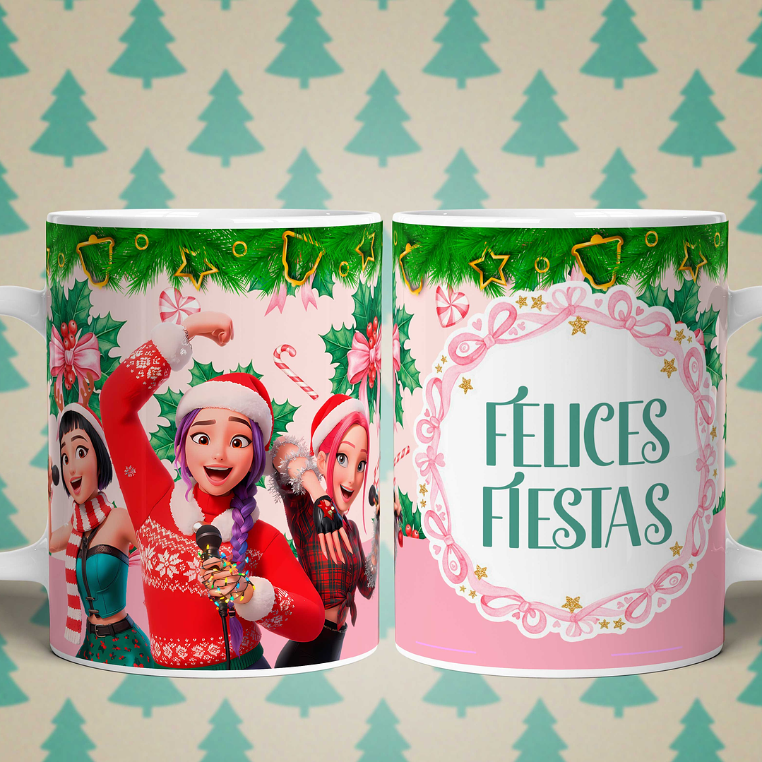 6 Diseños Plantillas Tazas Demon Hunters Navidad Archivos PNG 6