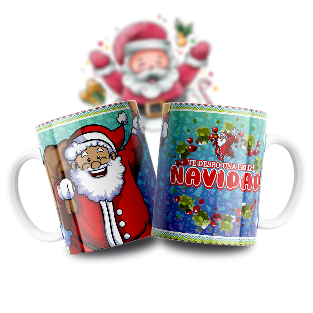 11 Diseños Plantillas Tazas Santa Caricatura Archivos PNG y Photoshop 10