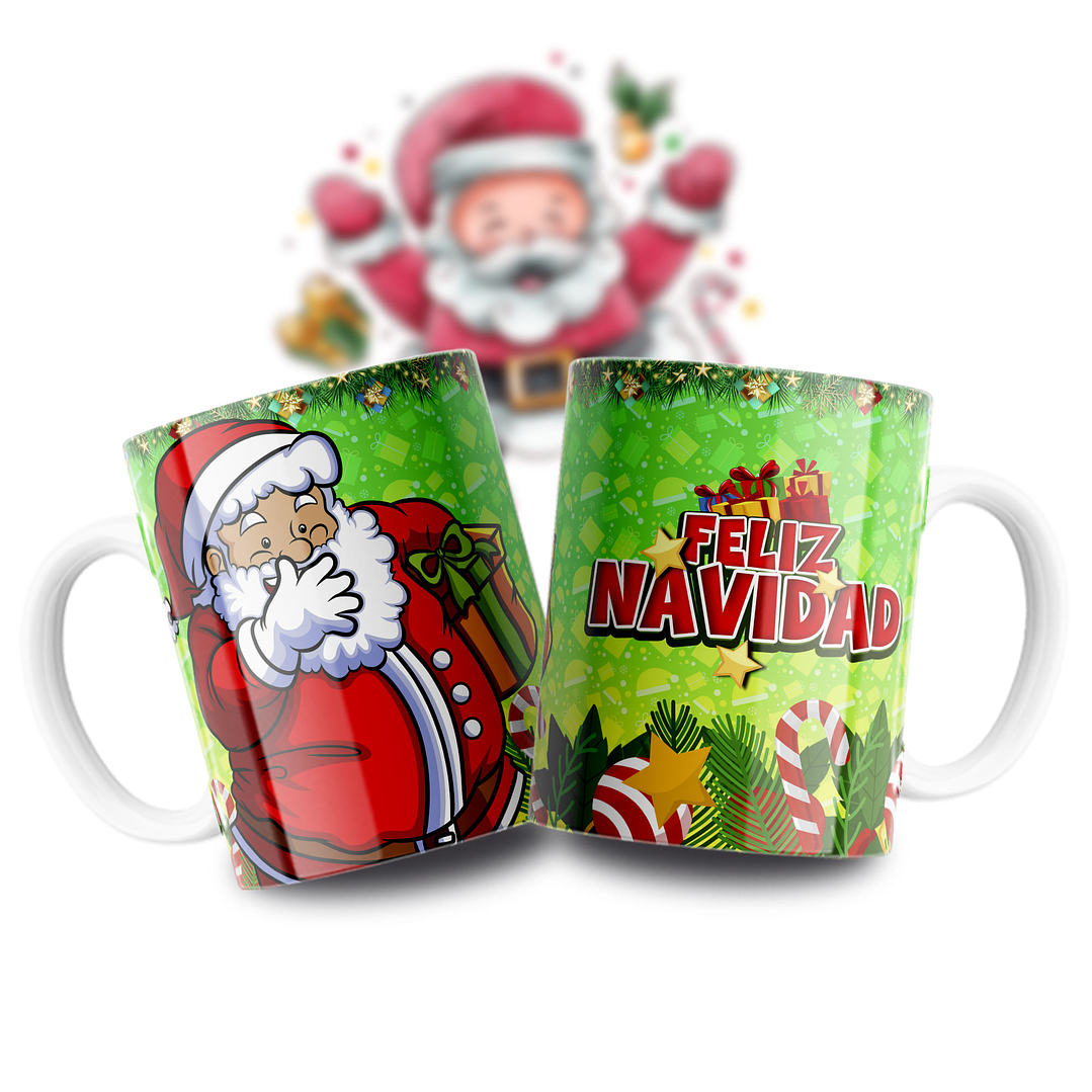 11 Diseños Plantillas Tazas Santa Caricatura Archivos PNG y Photoshop 12