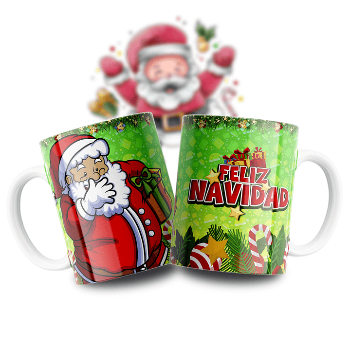 11 Diseños Plantillas Tazas Santa Caricatura Archivos PNG y Photoshop 12