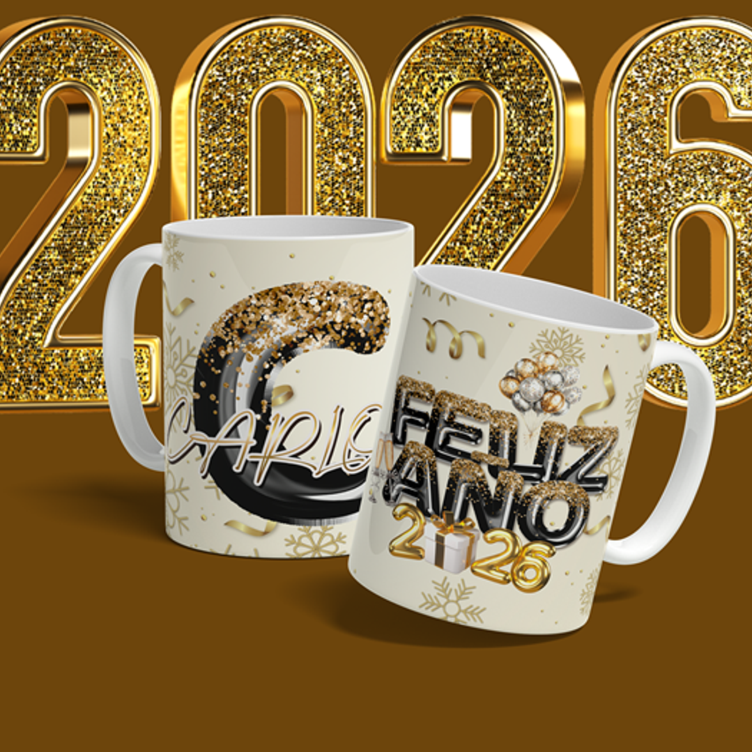 Plantillas de Diseño Tazas Año Nuevo 3 2026 Archivos Editables Photoshop 1