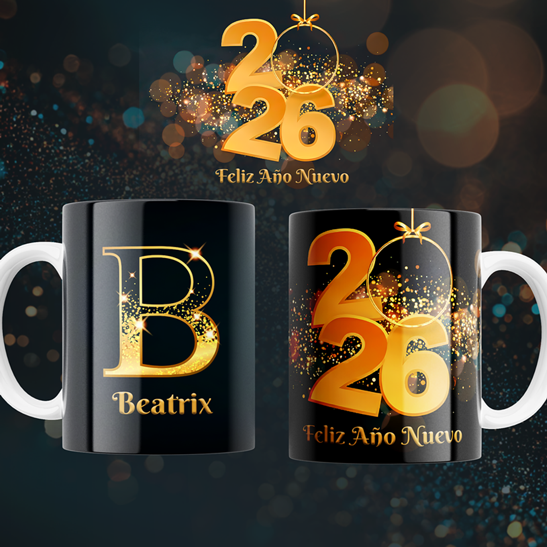 26 Plantillas de Diseño Tazas Año Nuevo 2026 Archivos Editables Photoshop 1