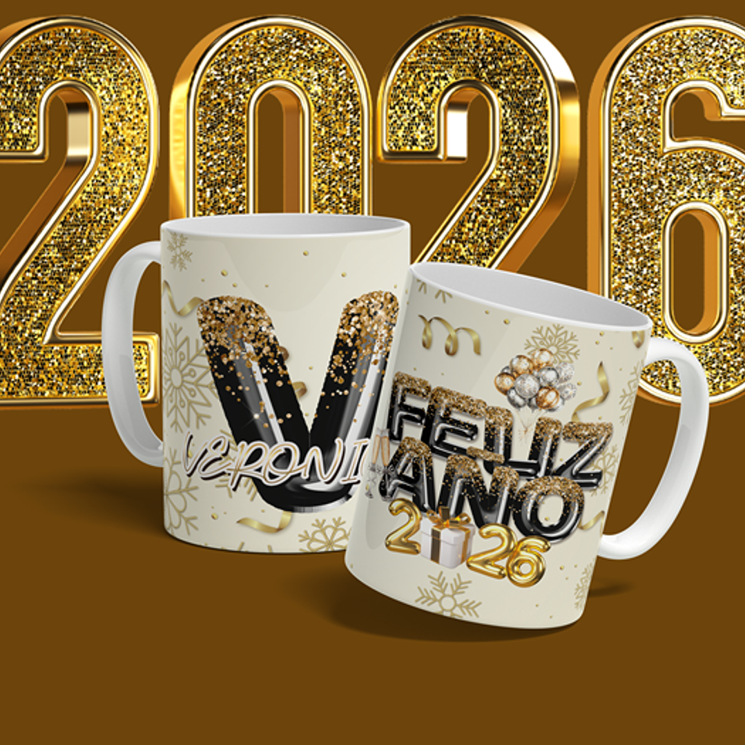 Plantillas de Diseño Tazas Año Nuevo 3 2026 Archivos Editables Photoshop 2
