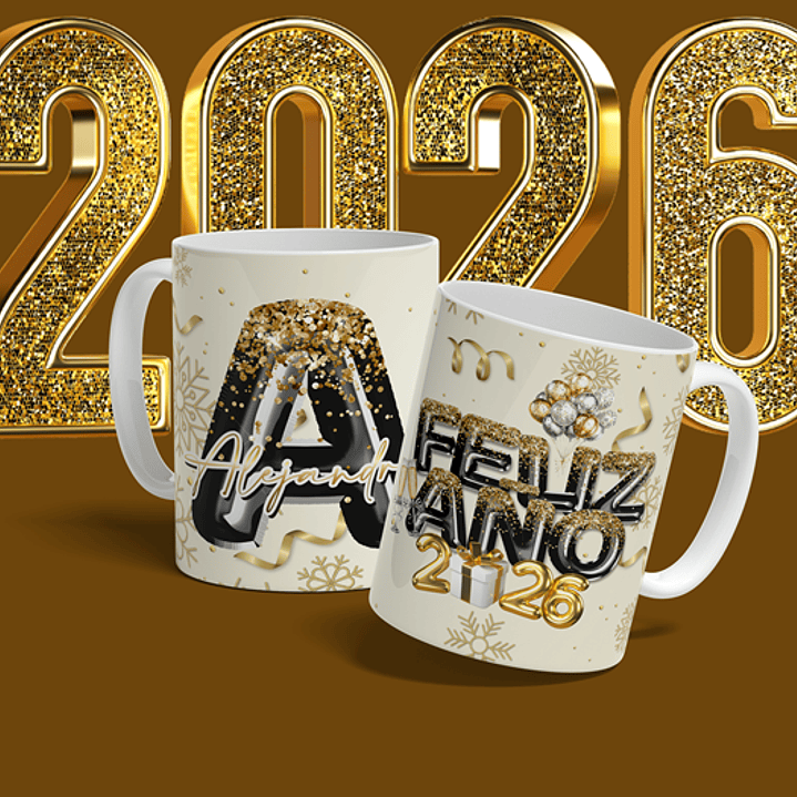 Plantillas de Diseño Tazas Año Nuevo 3 2026 Archivos Editables Photoshop 3