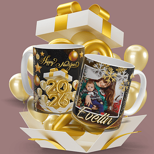 Plantillas de Diseño Tazas Año Nuevo Con Foto 2026 Archivos Editables Photoshop