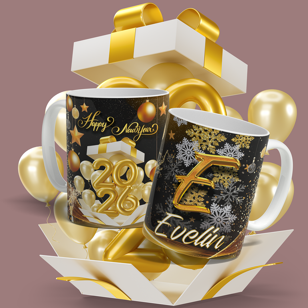 Plantillas de Diseño Tazas Año Nuevo Con Foto 2026 Archivos Editables Photoshop 2