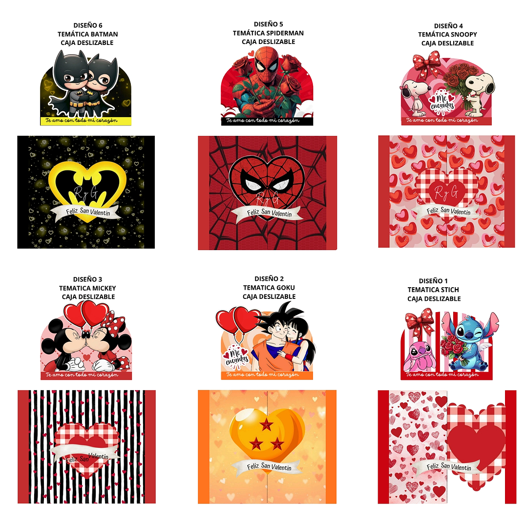 Plantillas de Diseño Cajas Deslizables San Valentín Archivos PDF 1