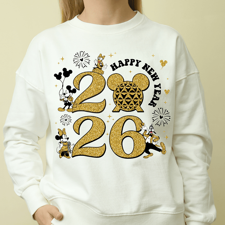 10 Diseños Plantillas Camisa Poleras Disney Año Nuevo 2026 Archivos PNG 6