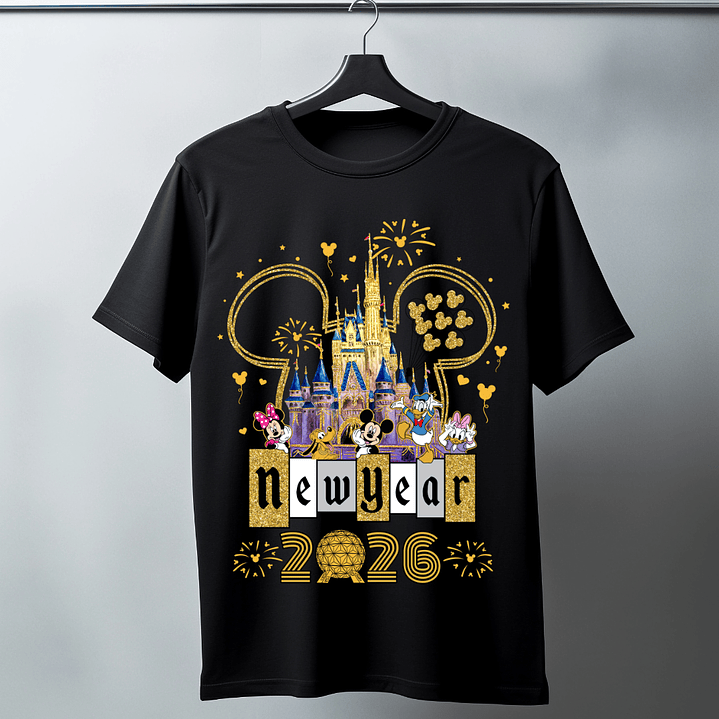 10 Diseños Plantillas Camisa Poleras Disney Año Nuevo 2026 Archivos PNG 9