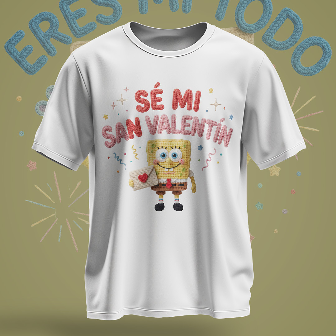 12 Plantillas de Diseño Remera Camiseta Bob Esponja San Valentín Archivos PNG 1