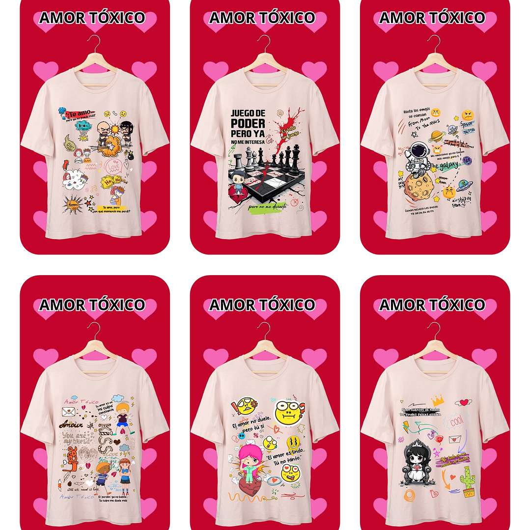 11 Plantillas de Diseño Remera Camiseta Tóxico San Valentín Archivos PNG 1