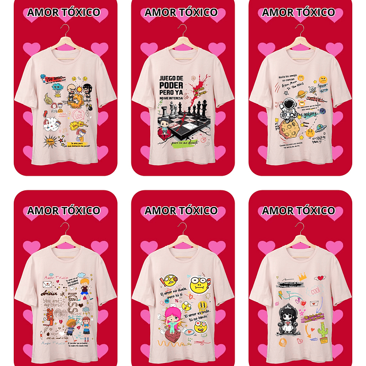 11 Plantillas de Diseño Remera Camiseta Tóxico San Valentín Archivos PNG 1