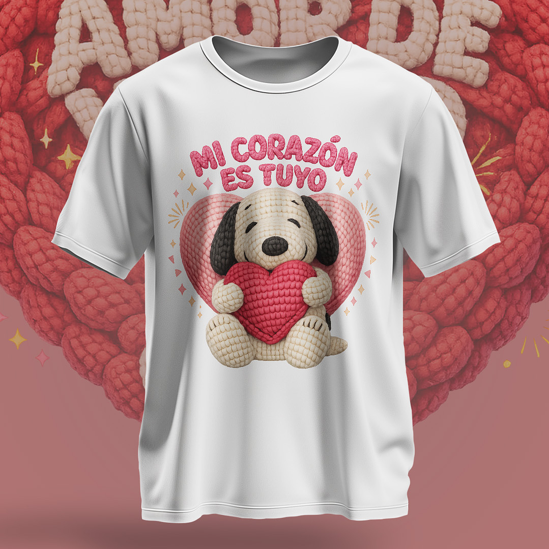 12 Plantillas de Diseño Remera Camiseta Snoopy San Valentín Archivos PNG 2