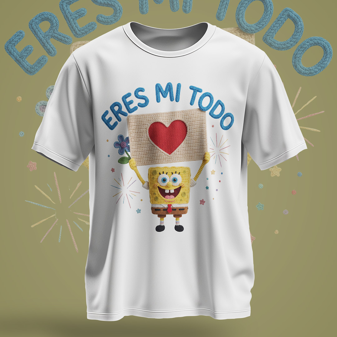 12 Plantillas de Diseño Remera Camiseta Bob Esponja San Valentín Archivos PNG 4