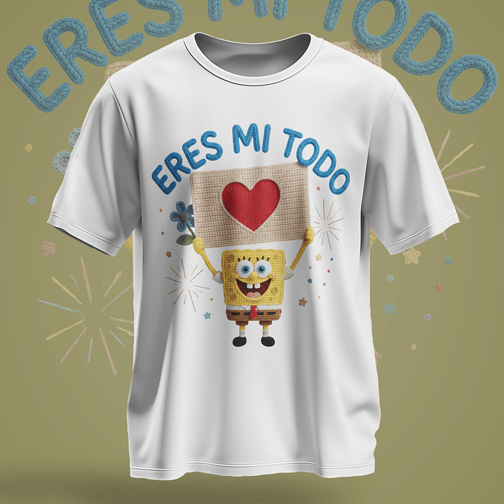 12 Plantillas de Diseño Remera Camiseta Bob Esponja San Valentín Archivos PNG 4