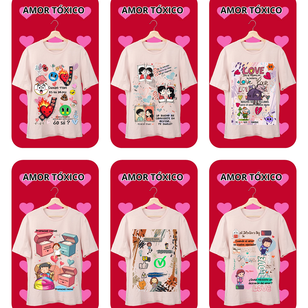 11 Plantillas de Diseño Remera Camiseta Tóxico San Valentín Archivos PNG 2