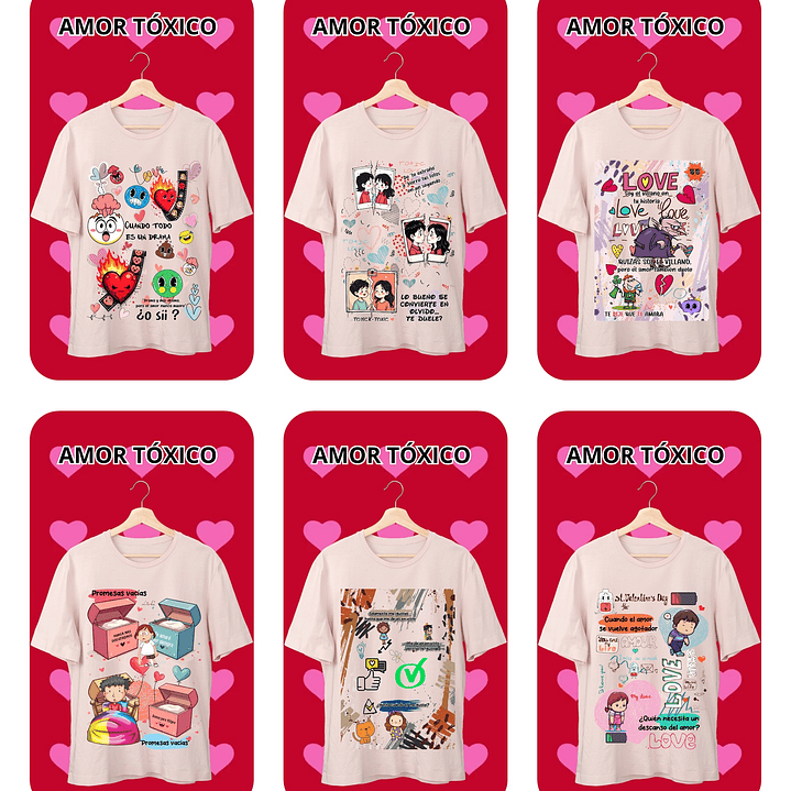 11 Plantillas de Diseño Remera Camiseta Tóxico San Valentín Archivos PNG 2