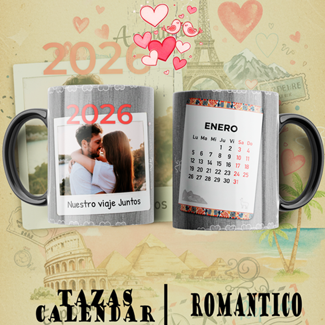 12 Plantillas de Diseño Tazas Calendarios 2026 San Valentín Archivos PSD 1