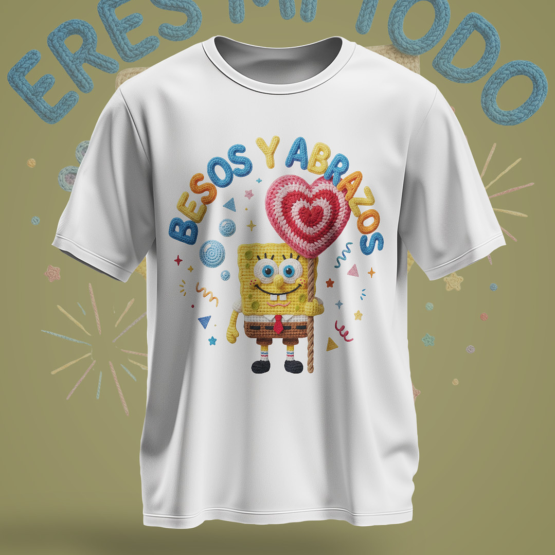 12 Plantillas de Diseño Remera Camiseta Bob Esponja San Valentín Archivos PNG 6