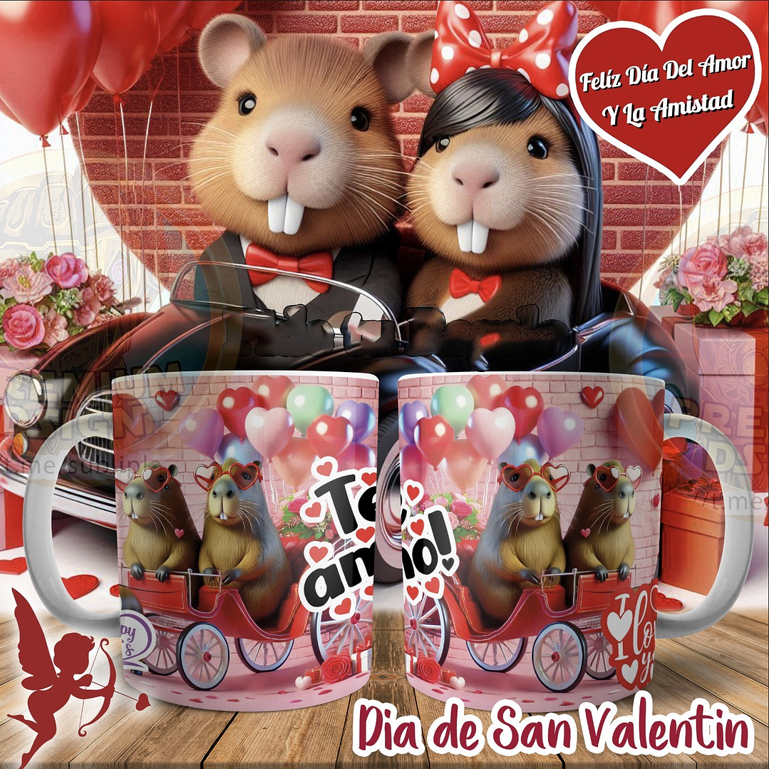 12 Plantillas de Diseño Tazas Capibara N°4 San Valentín Archivos JPG 2