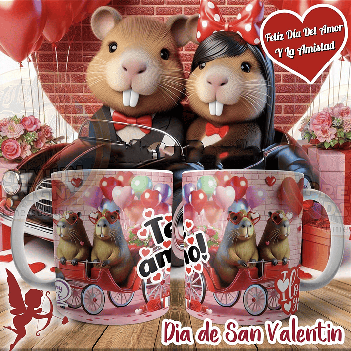 12 Plantillas de Diseño Tazas Capibara N°4 San Valentín Archivos JPG 2