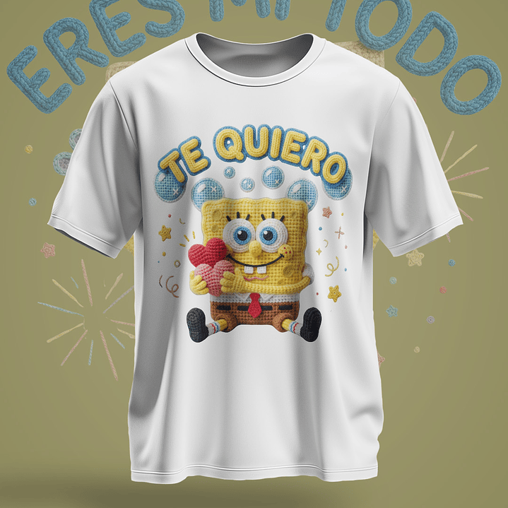 12 Plantillas de Diseño Remera Camiseta Bob Esponja San Valentín Archivos PNG 7