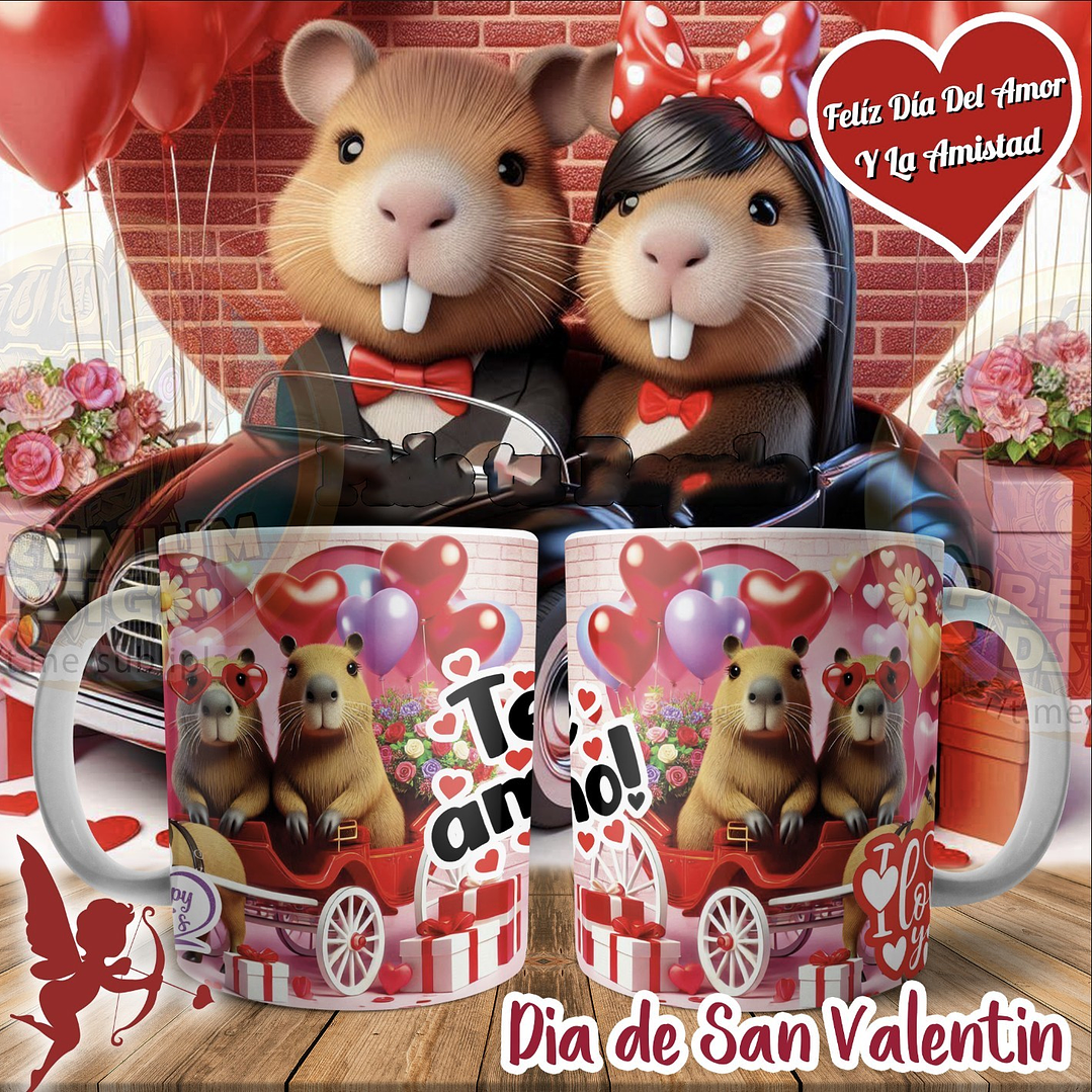 12 Plantillas de Diseño Tazas Capibara N°4 San Valentín Archivos JPG 3