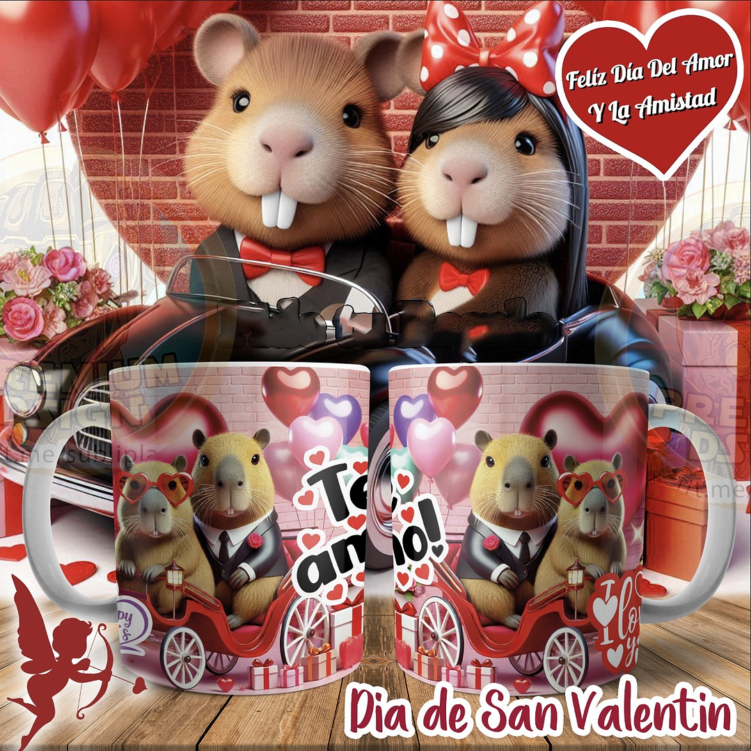 12 Plantillas de Diseño Tazas Capibara N°4 San Valentín Archivos JPG 4