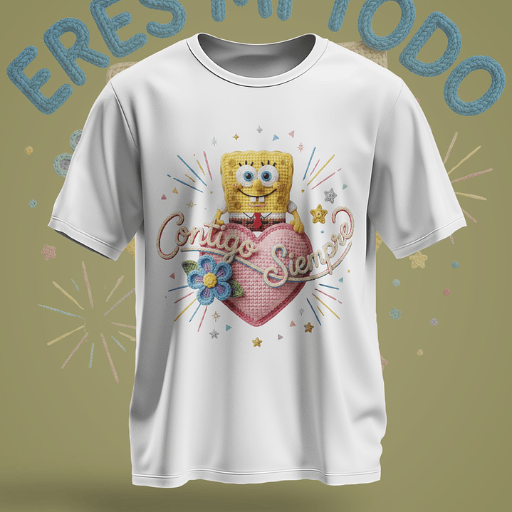 12 Plantillas de Diseño Remera Camiseta Bob Esponja San Valentín Archivos PNG 9