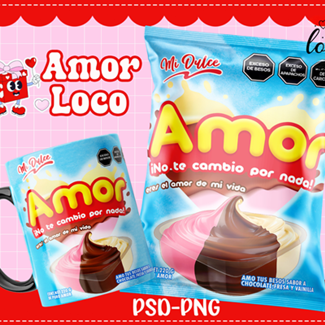 Plantillas de Diseño Tazas Golosinas San Valentín Archivos PNG y PSD 3