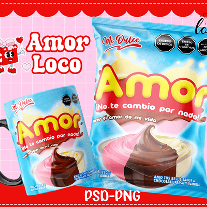 Plantillas de Diseño Tazas Golosinas San Valentín Archivos PNG y PSD 3