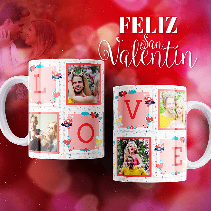 10 Plantillas de Diseño Tazas Love San Valentín Archivos Editables PSD 2