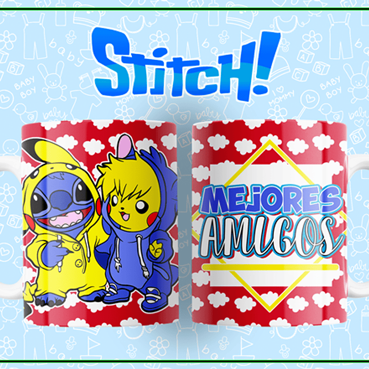 10 Plantillas de Diseño Tazas Stitch Mejores Amigos Archivos Editables PSD 2