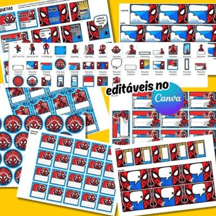 Diseños Plantilla Etiquetas Escolares Hombre Araña Archivos Canva 2