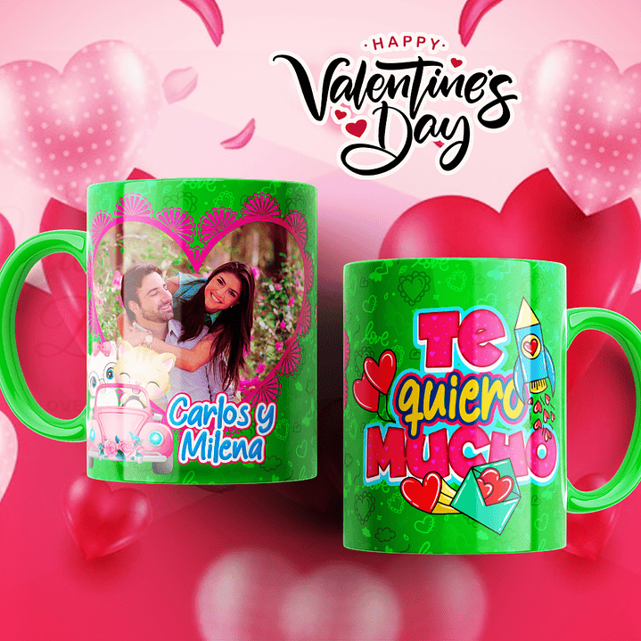 12 Plantillas de Diseño Tazas Te Quiero Mucho San Valentín Archivos Editables PSD 3