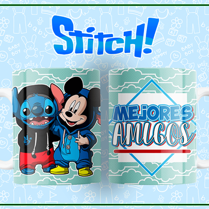 10 Plantillas de Diseño Tazas Stitch Mejores Amigos Archivos Editables PSD 7