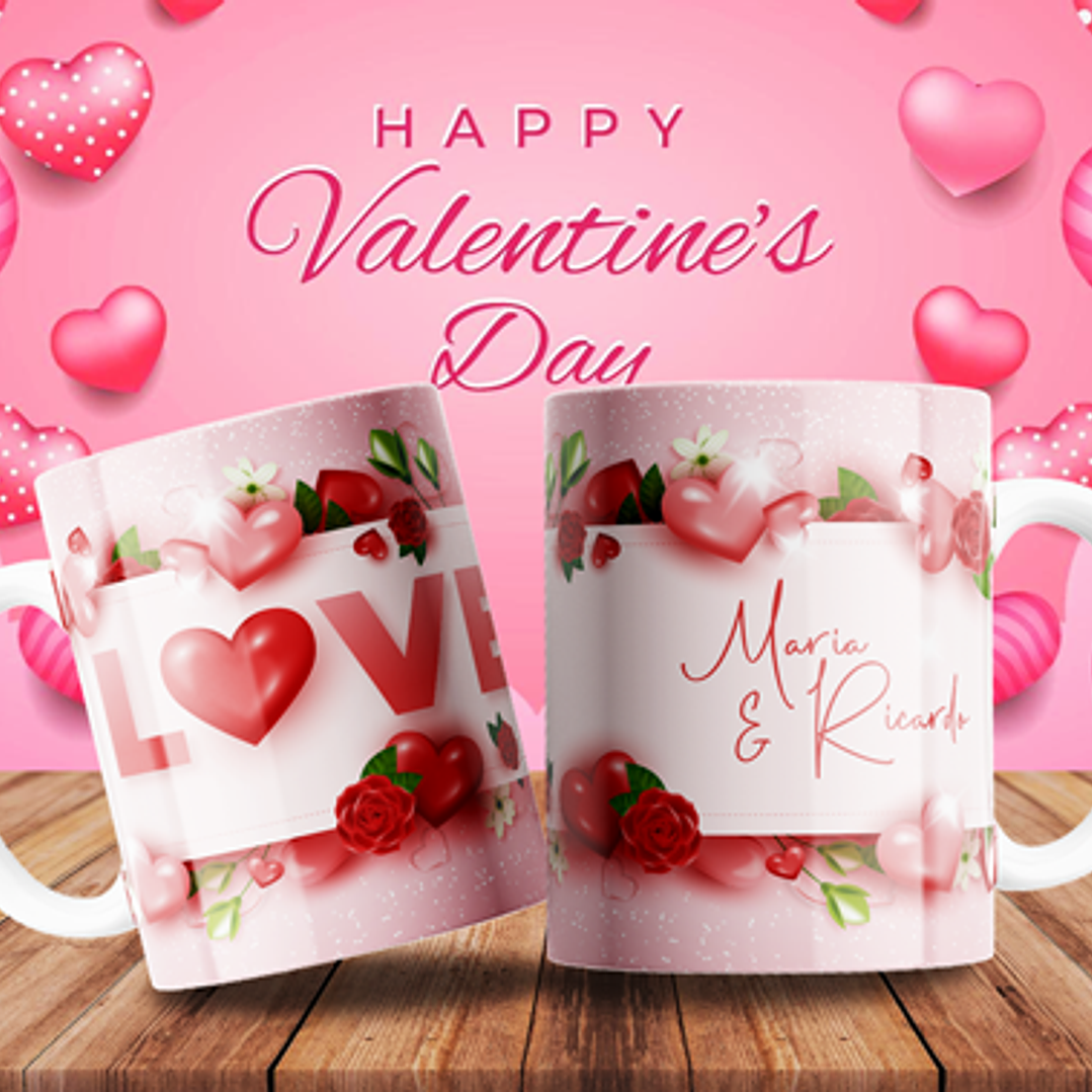 7 Plantillas de Diseño Tazas Love San Valentín Archivos Editables PSD 4