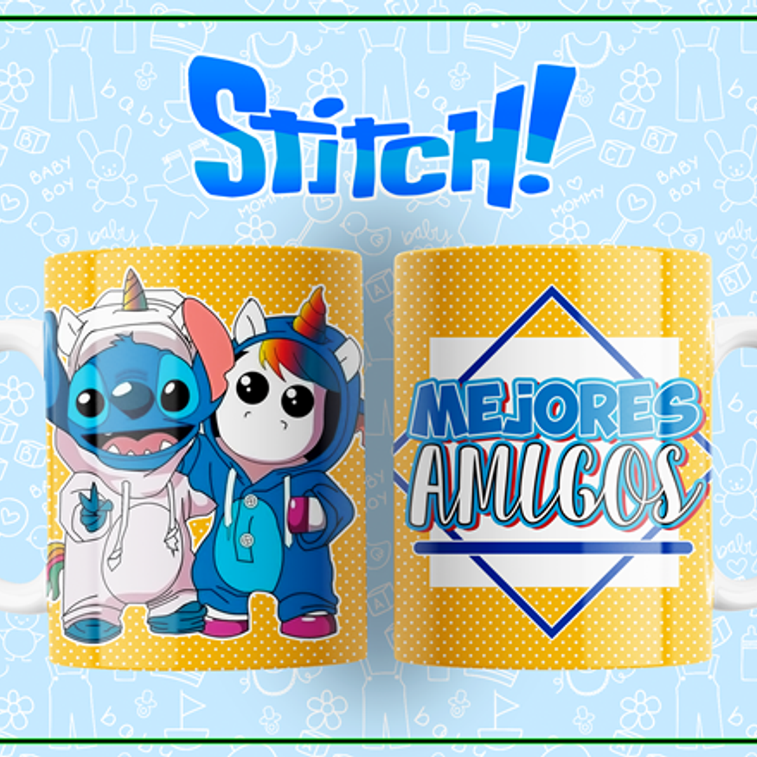 10 Plantillas de Diseño Tazas Stitch Mejores Amigos Archivos Editables PSD 9