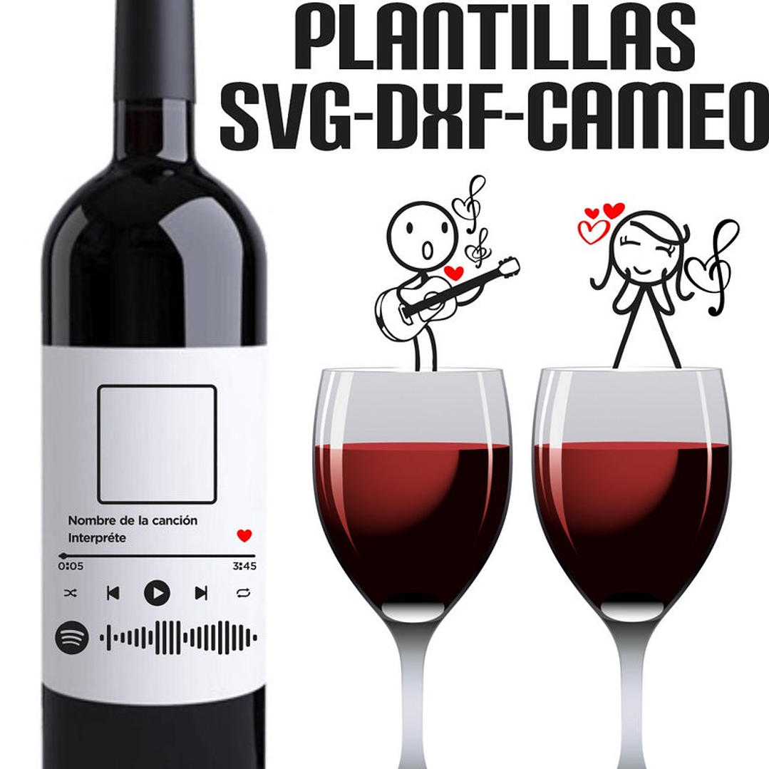 Plantillas de Diseño para Botellas San Valentín Archivos SVG y Studio 2