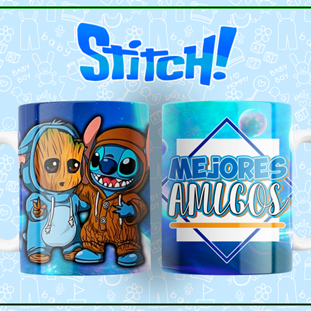 10 Plantillas de Diseño Tazas Stitch Mejores Amigos Archivos Editables PSD 10