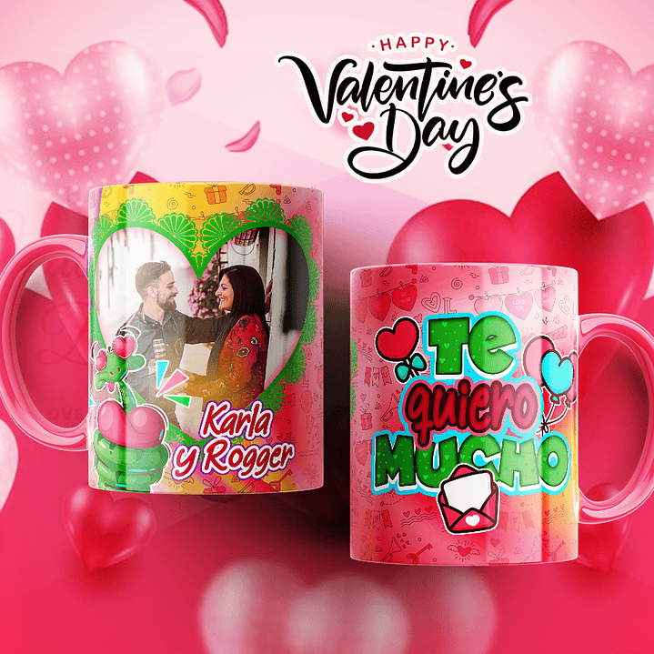 12 Plantillas de Diseño Tazas Te Quiero Mucho San Valentín Archivos Editables PSD 7