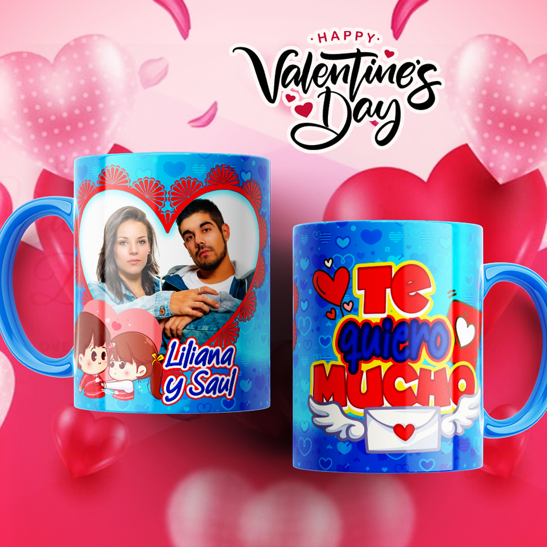 12 Plantillas de Diseño Tazas Te Quiero Mucho San Valentín Archivos Editables PSD 8