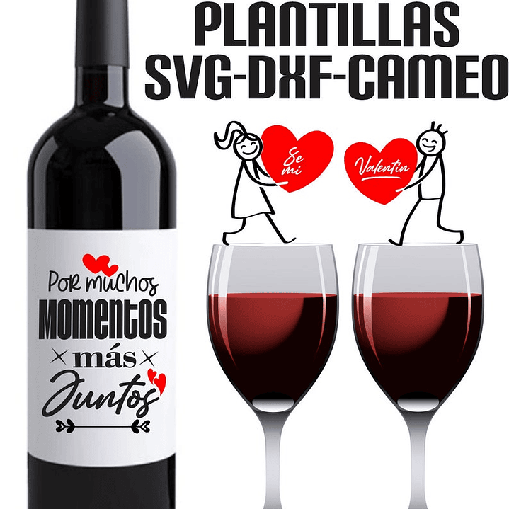 Plantillas de Diseño para Botellas San Valentín Archivos SVG y Studio 4